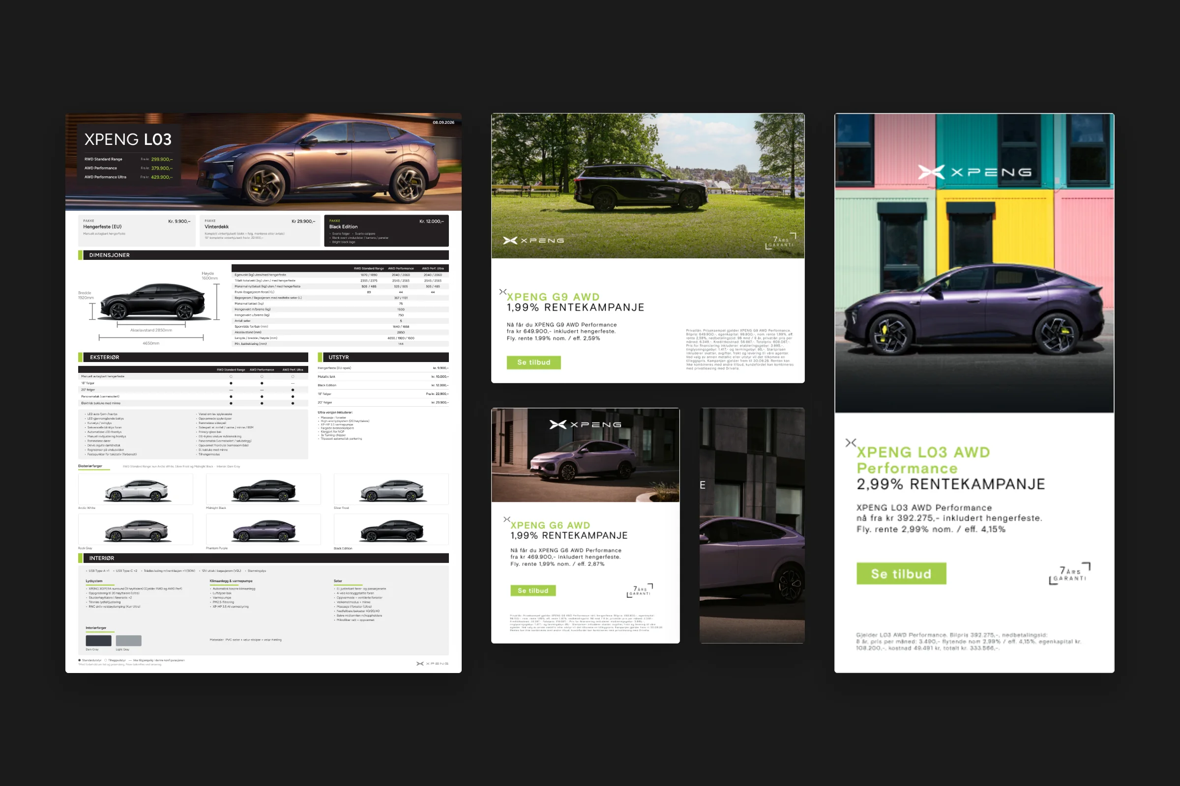 Spec sheet and banners in several formats for XPENG