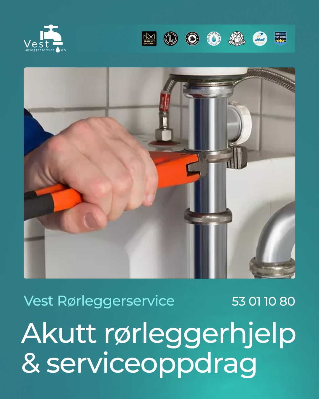 Annonse i 4:5 format for Vest Rørleggerservice
