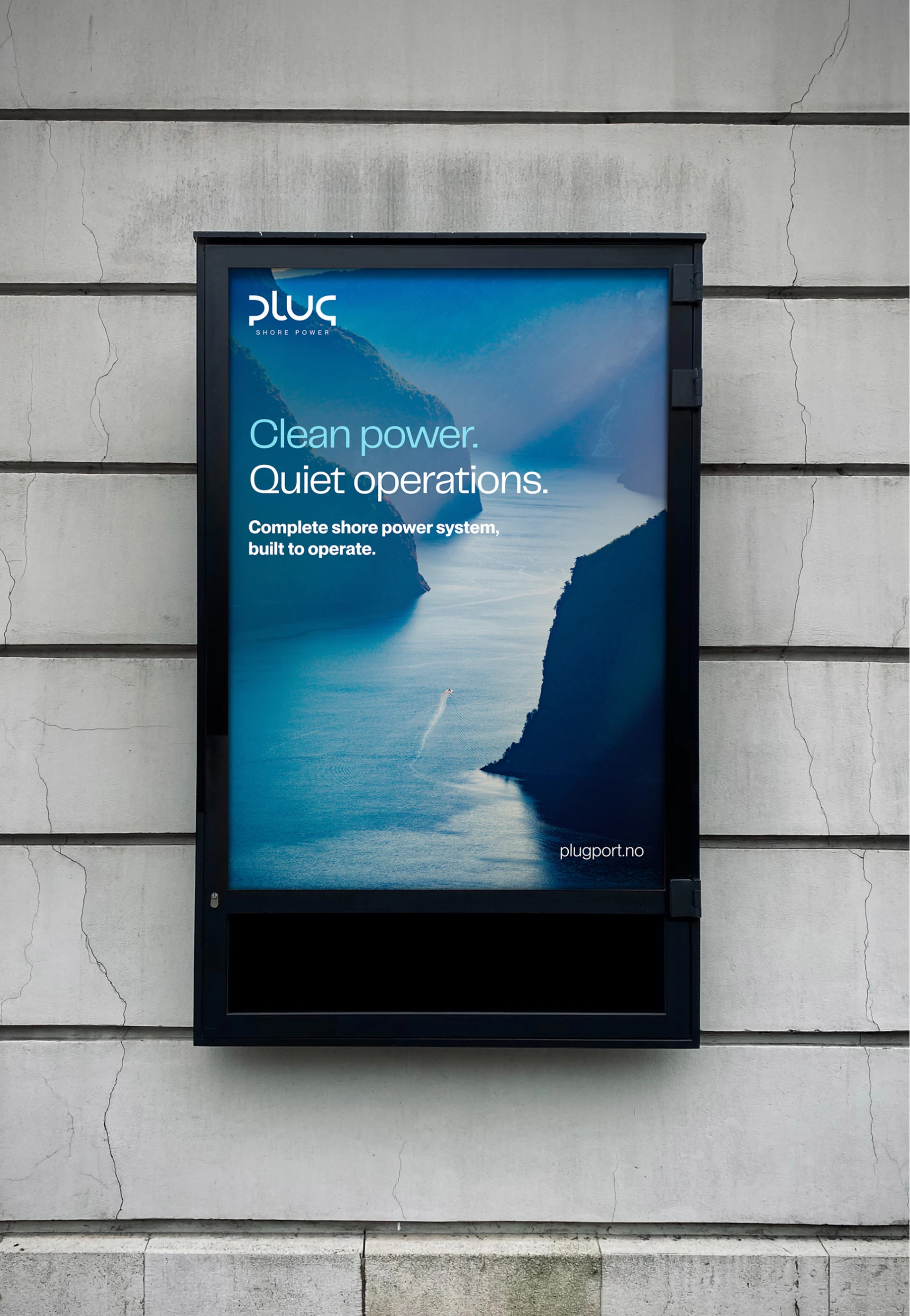 Plug poster in a city setting