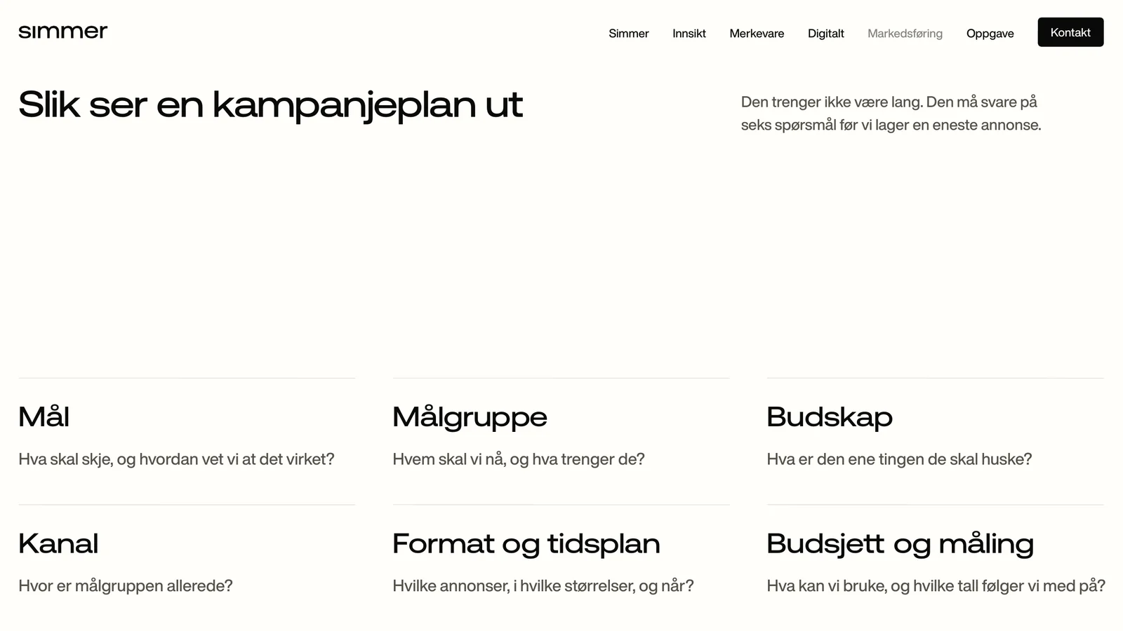 Slik ser en kampanjeplan ut: mål, målgruppe, budskap, kanal, format og tidsplan, budsjett og måling
