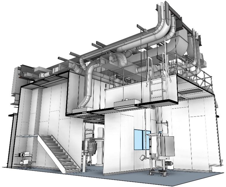 Design and BIM model of a cleanroom envelope