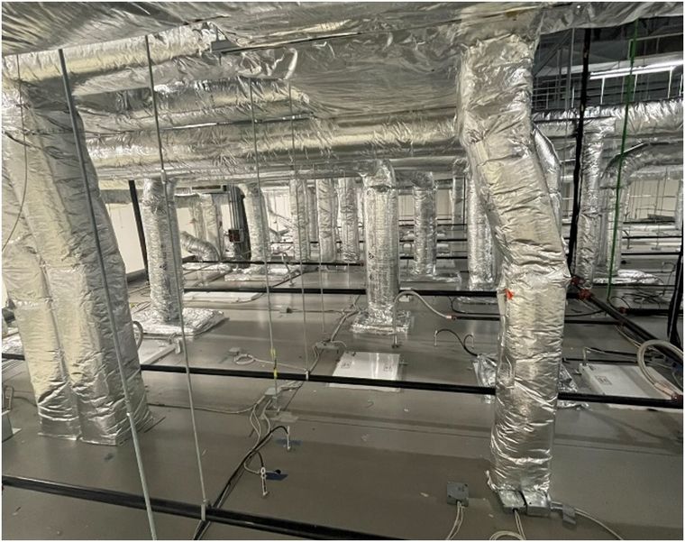 Interstitial space with insulated ductwork