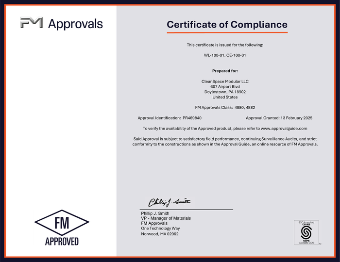 FM Approvals Certificate of Compliance