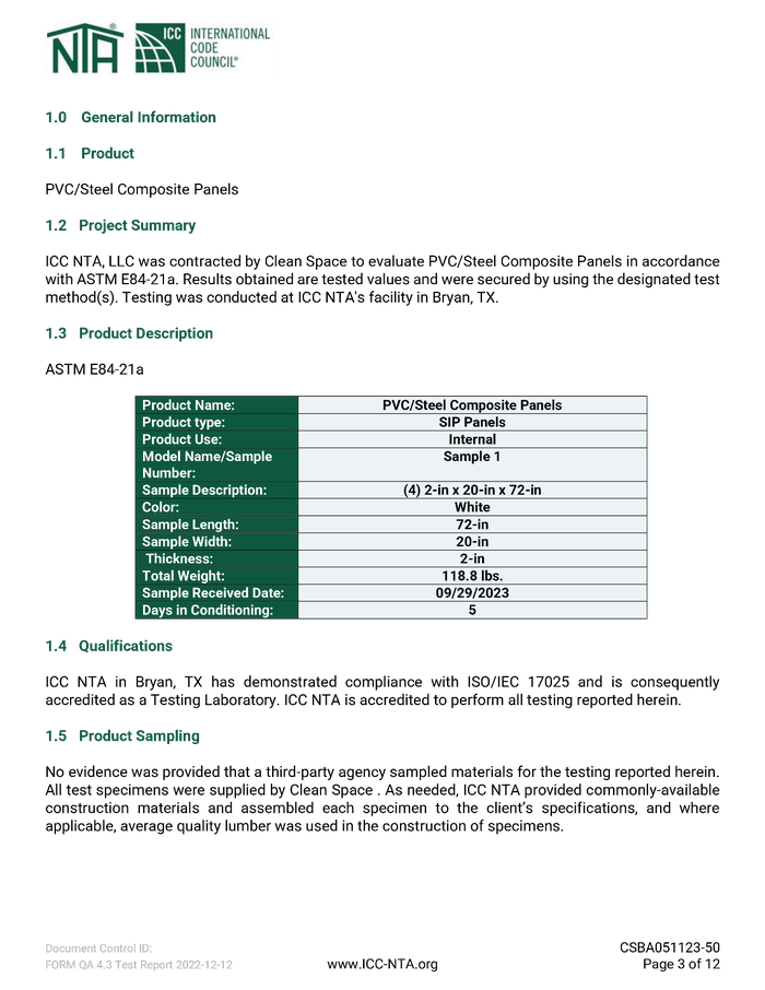 ICC-NTA test report