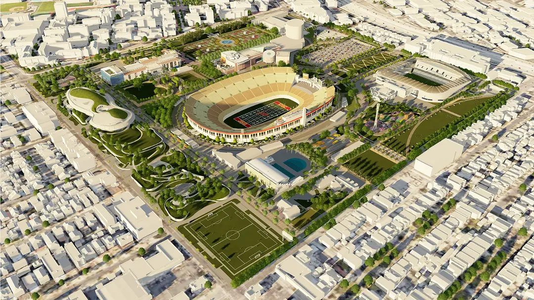 Exposition Park master plan - aerial view.