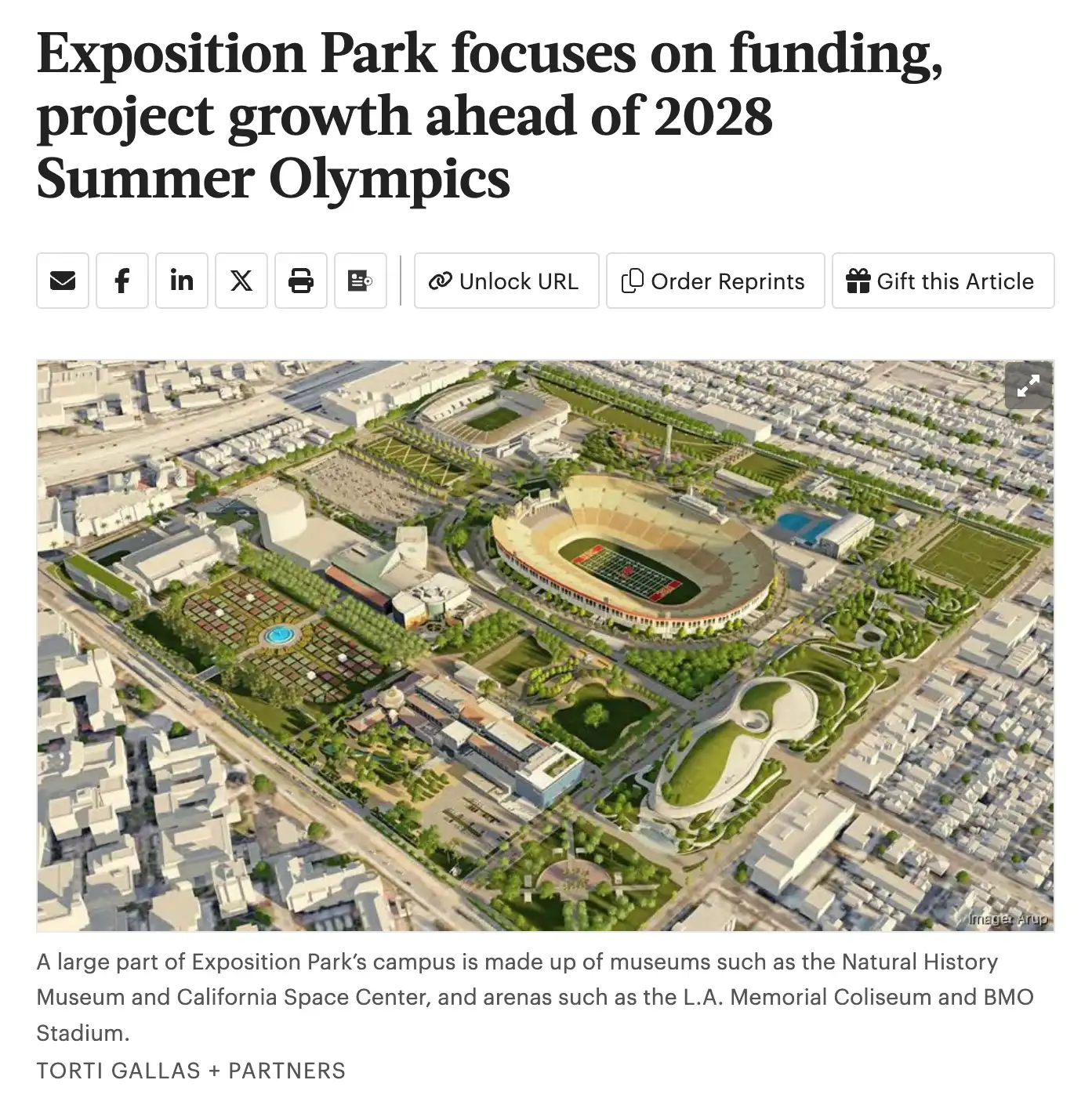 LA Business First article about Exposition Park