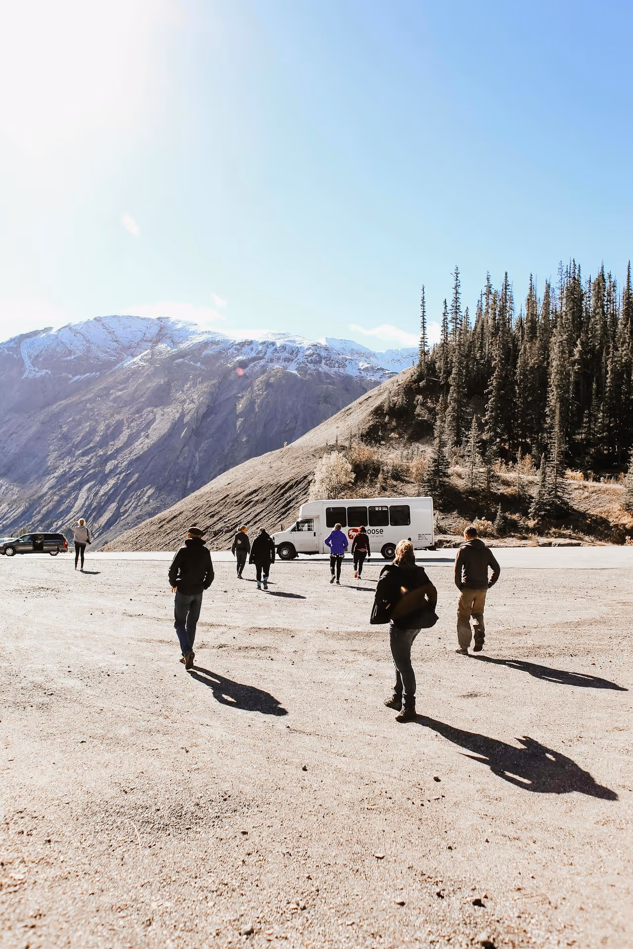 Tour bus carrying people for corporate retreat
