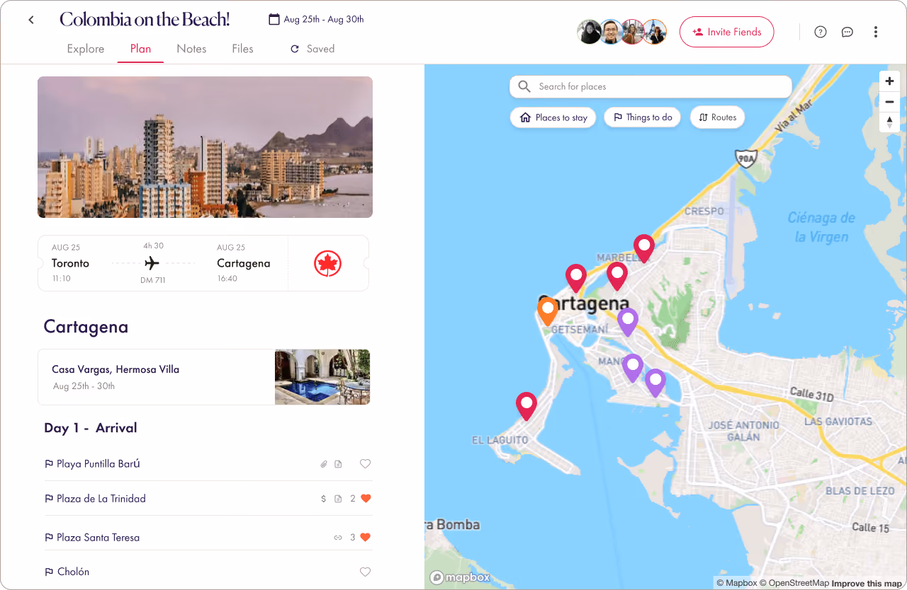 Screenshot of pilot planner on web app