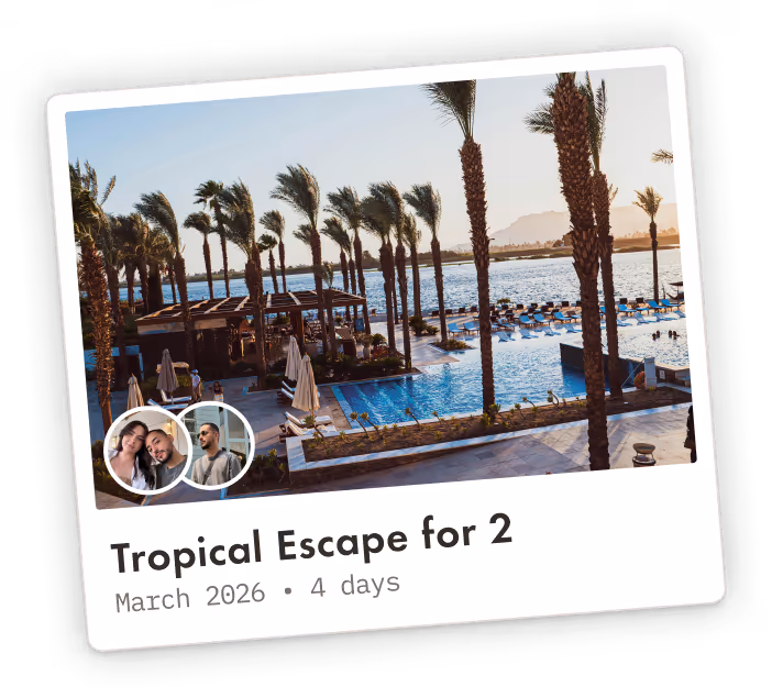 An image of the Pilot app trip plan card for a couples trip.  