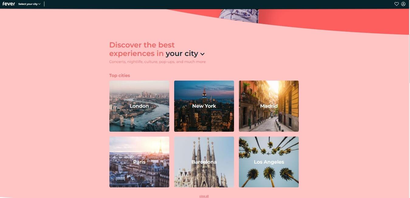 Fever discover experiences in your city page.