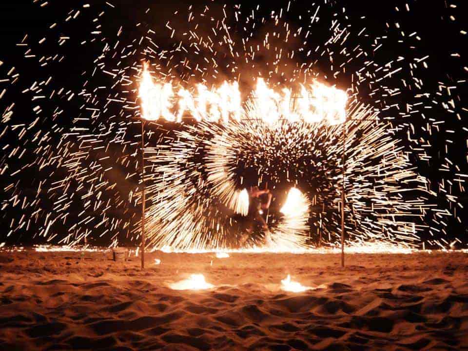 Thailand full moon party fire