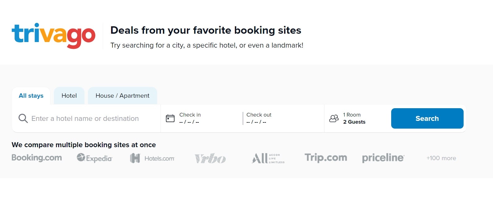Screenshot of booking page in Trivago