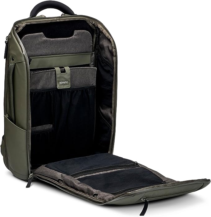Open travel backpack made by NOMATIC