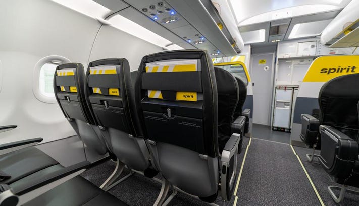 The seats in my spirit airline airplane