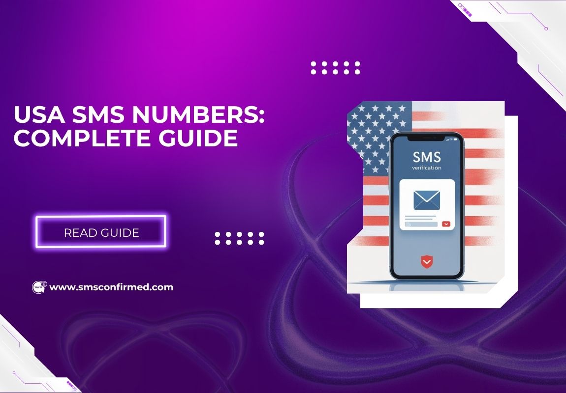USA SMS Numbers Complete Guide - SMS verification on smartphone with American flag background
