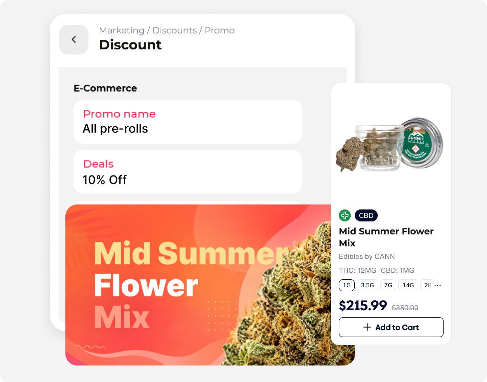 Discount setup with a flower promotion and eCommerce product offer