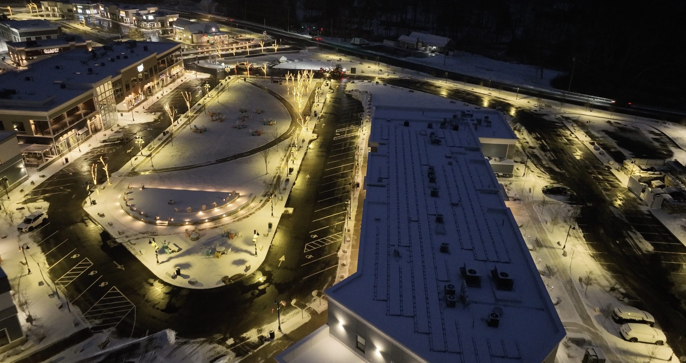 Commercial parking lot cleared before morning