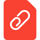 Red document icon with a black chain link symbol on it.