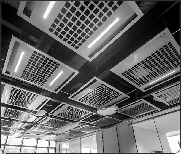 A range of ventilation system in black and white format