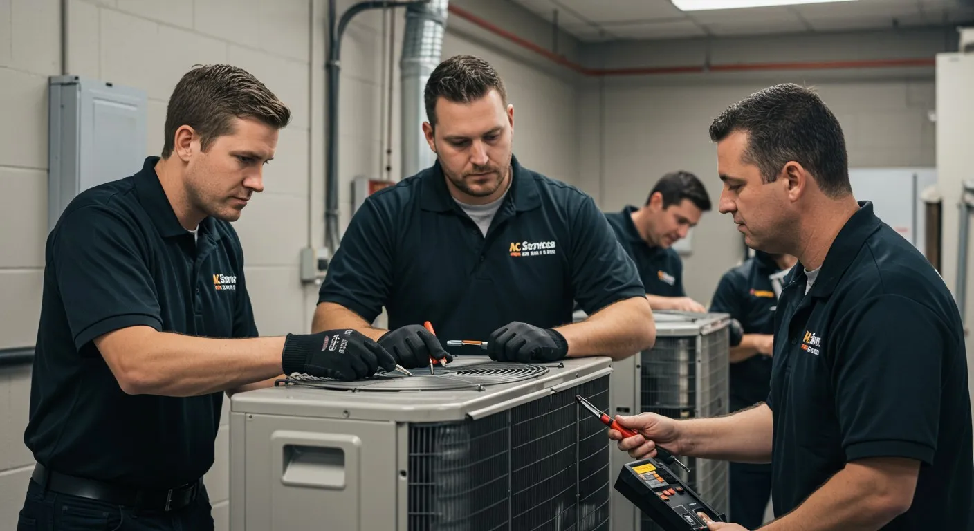 HVAC Technicians to repair an AC unit.