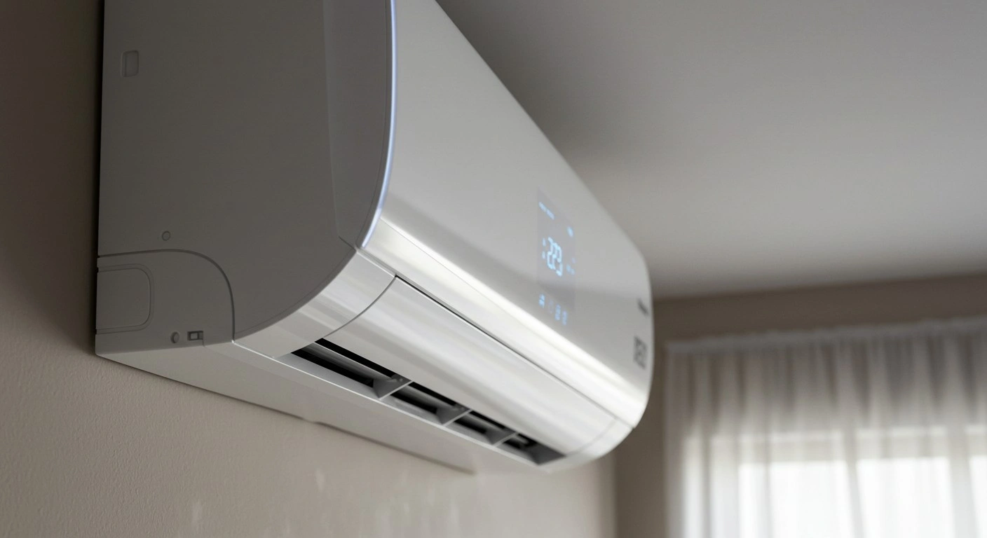 Indoor mini-split air conditioner on wall.