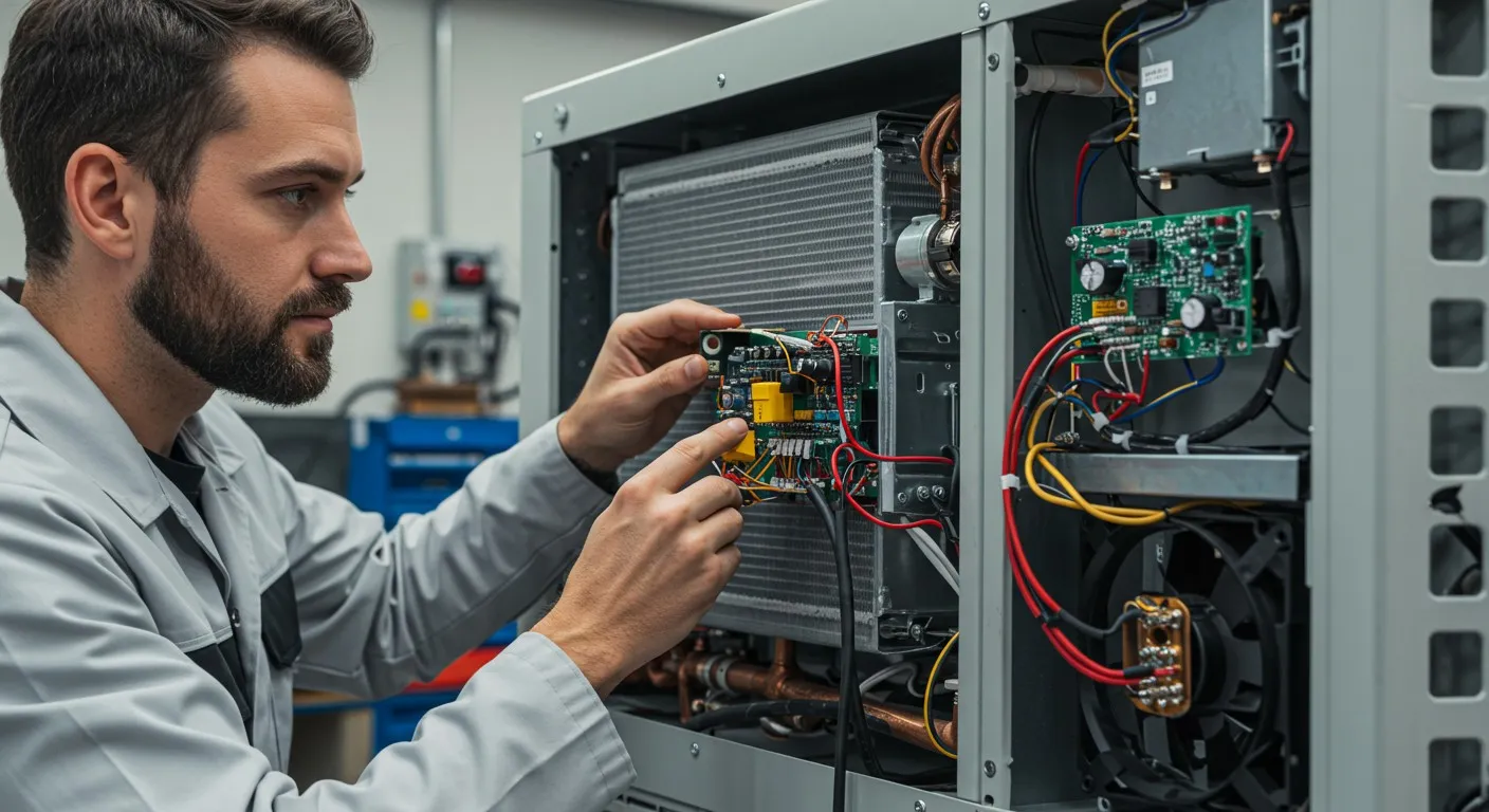 Man working on an HVAC Unit.