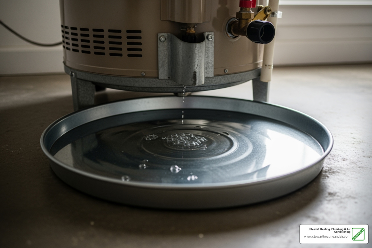 water in a water heater drip pan - water heater drip pan