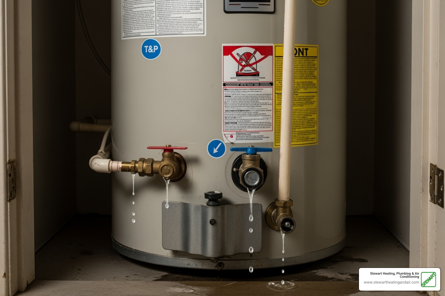 common water heater leak points - water heater drip pan