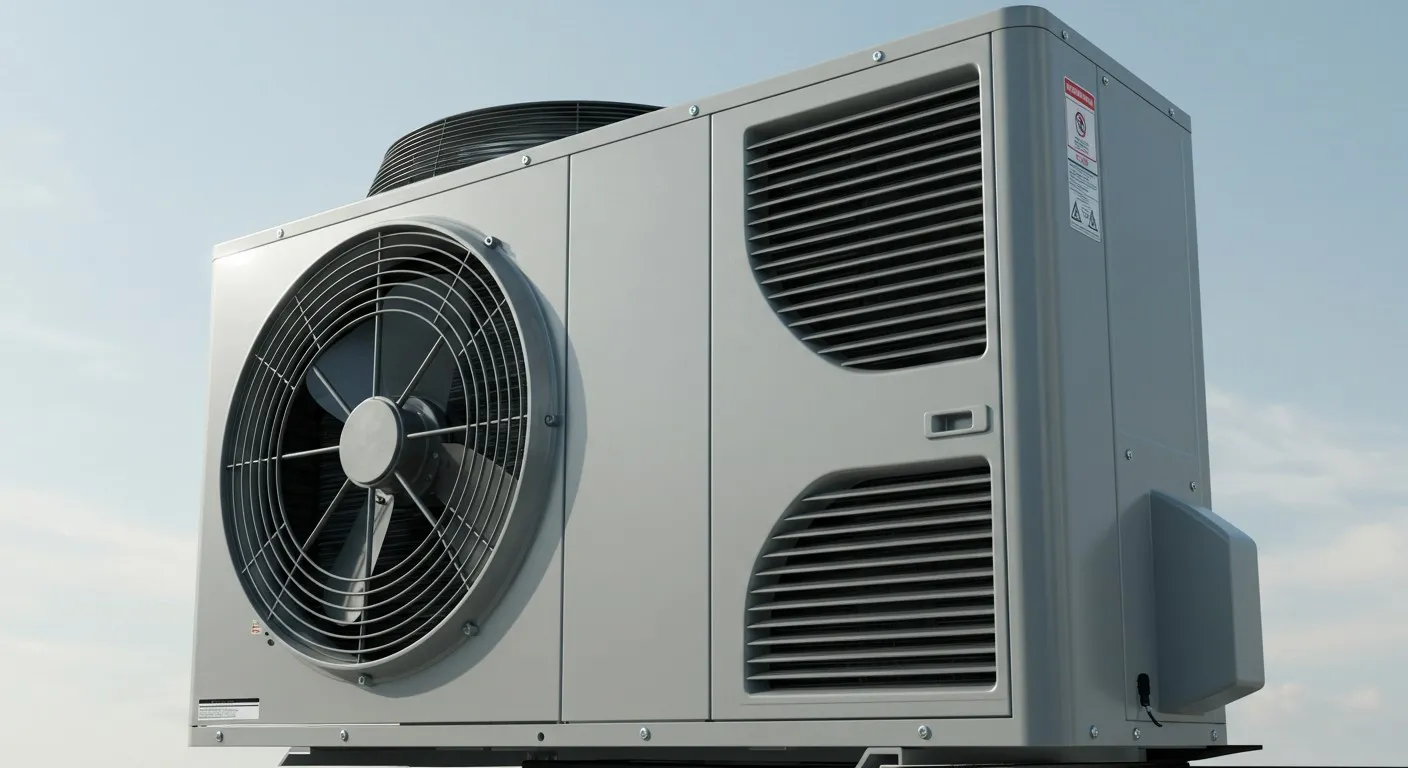 Close-up of a rooftop HVAC unit.