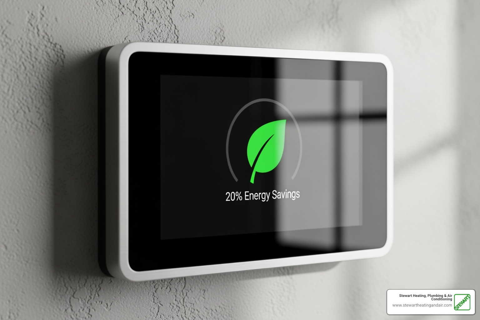 modern smart thermostat displaying energy savings - AC installation Walnut Creek