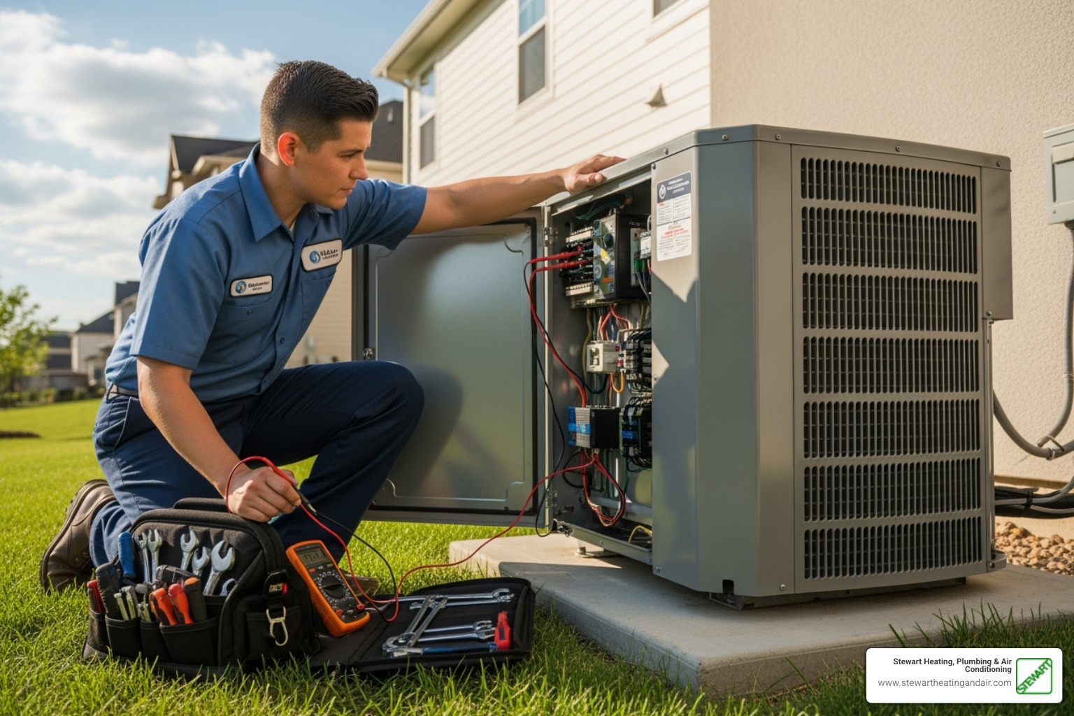 certified technician working on AC unit - 24 hour ac repair concord