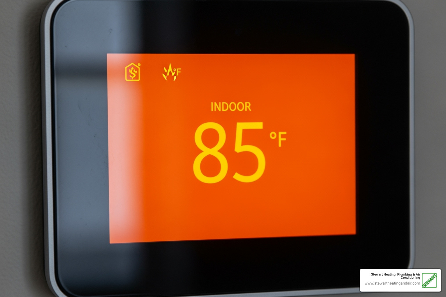 a thermostat displaying a high temperature - AC repair Pleasant Hill