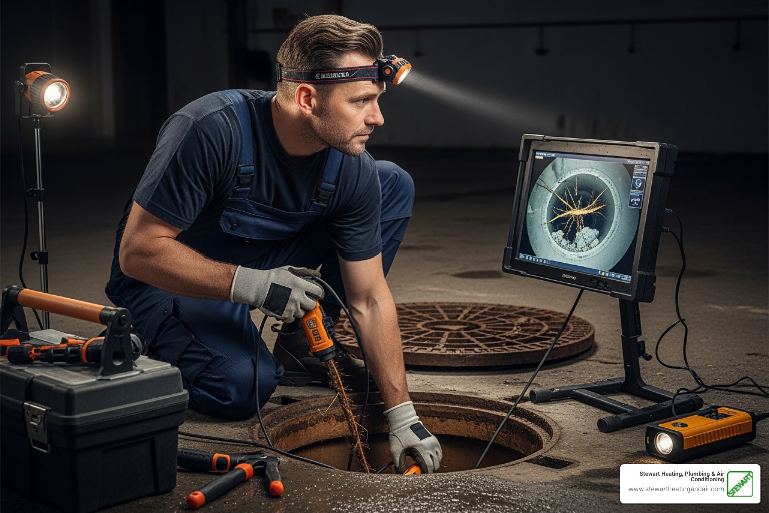professional plumber performing a sewer camera inspection - drain cleaning antioch ca