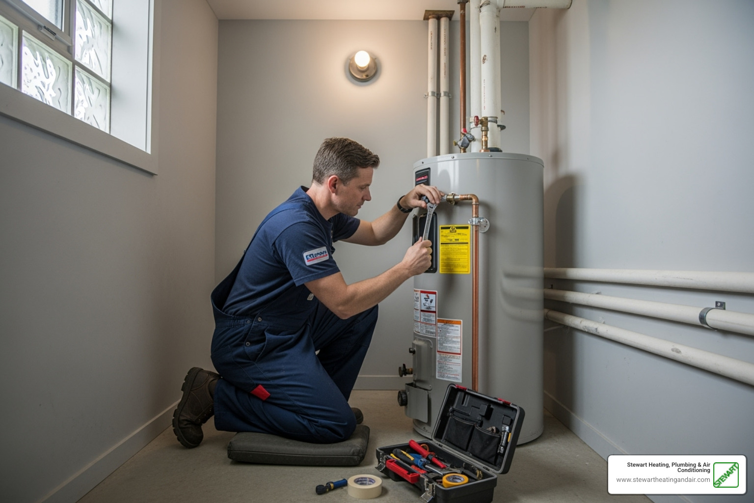 technician performing maintenance on a water heater - water heater installation pittsburg ca technician performing maintenance on a water heater - water heater installation pittsburg ca