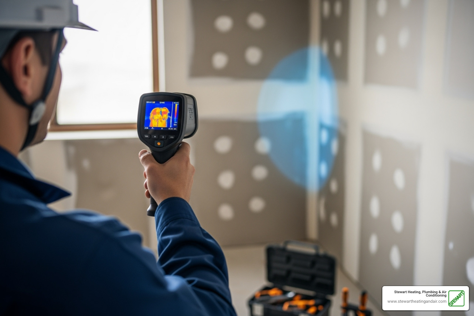 technician using a thermal imaging camera on a wall - leak detection contra costa county technician using a thermal imaging camera on a wall - leak detection contra costa county