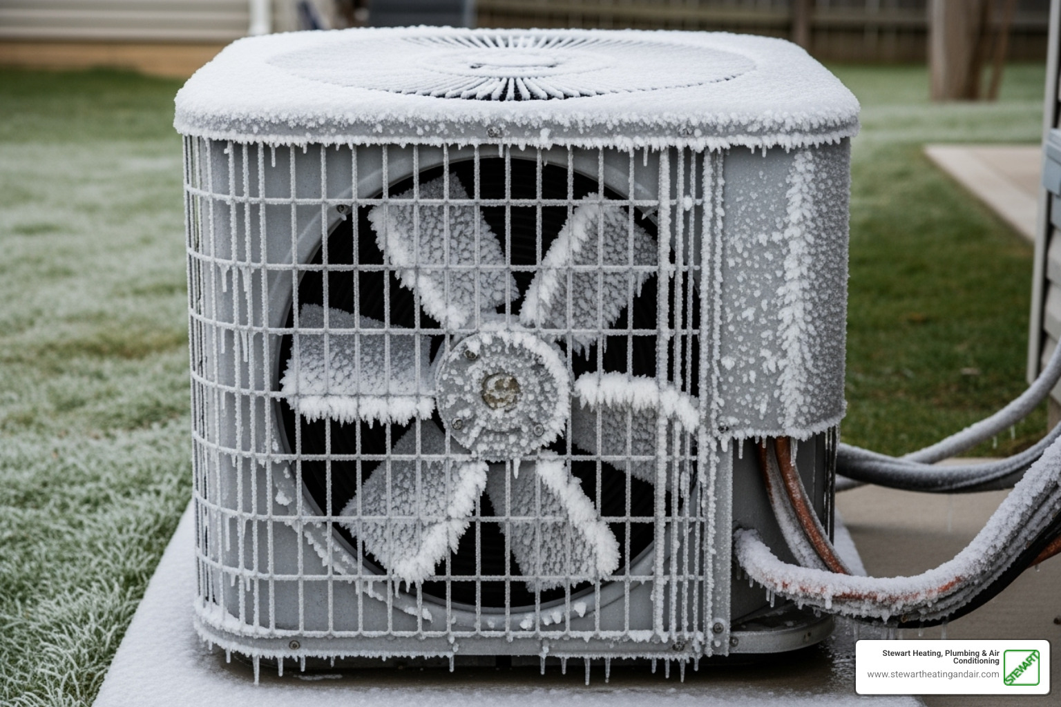 Image of a frozen outdoor AC unit - hvac repair concord
