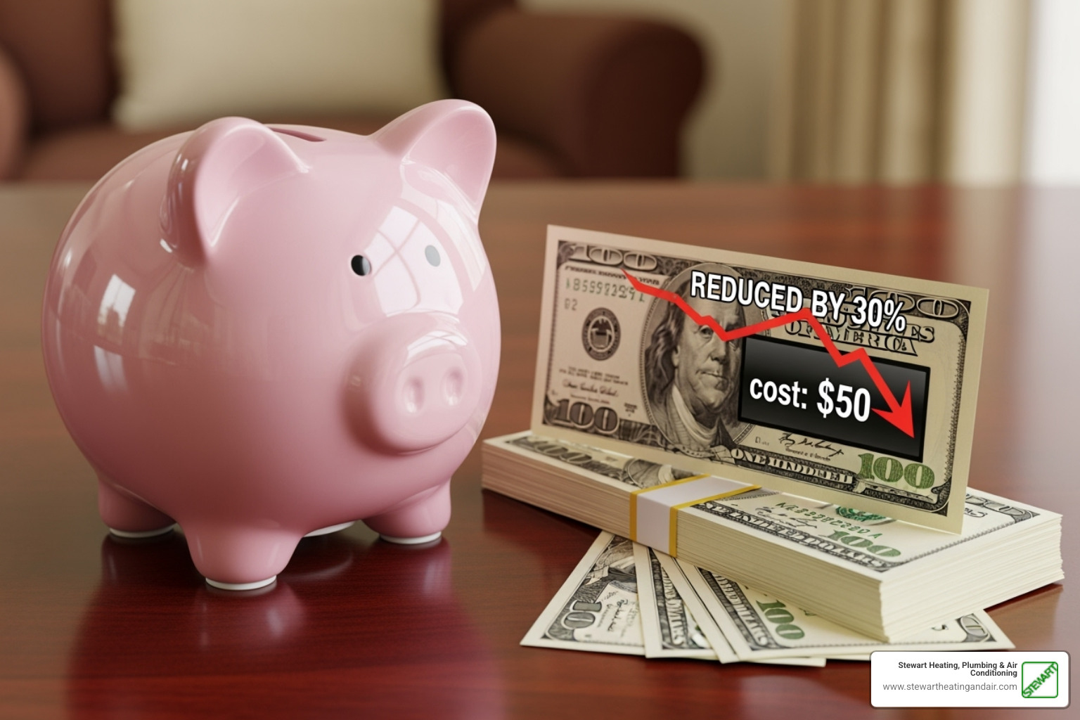 piggy bank next to a lowered energy bill - energy efficient heat pump brentwood ca piggy bank next to a lowered energy bill - energy efficient heat pump brentwood ca