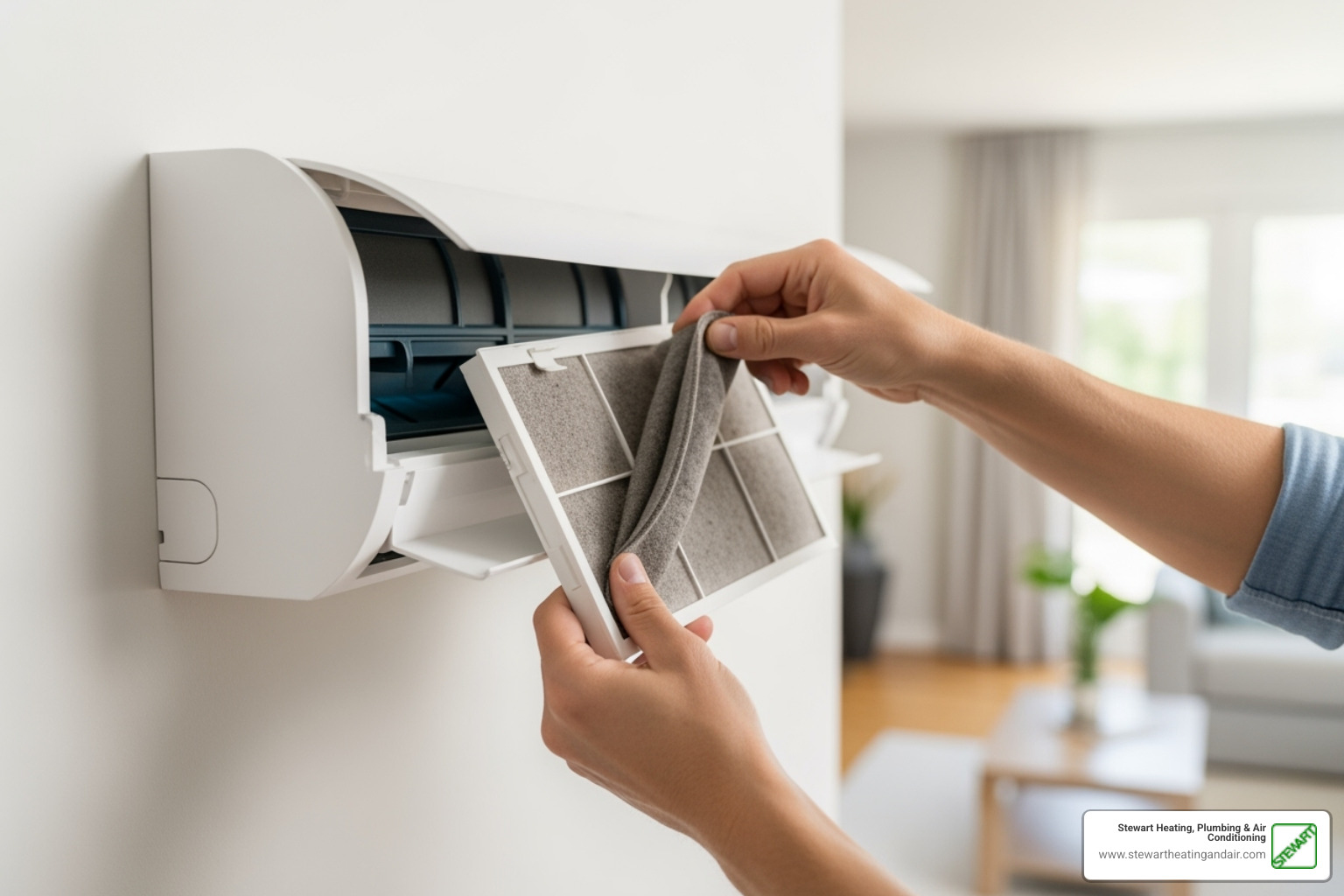 homeowner cleaning ductless unit filter - ductless installation contra costa county