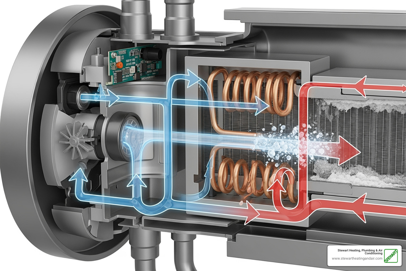 infographic showing how tankless water heaters heat water on demand using heating elements, flow sensors, and gas burners, with arrows indicating water flow and common failure points like mineral buildup and ignition systems - 24 hour tankless water heater repair in concord, ca