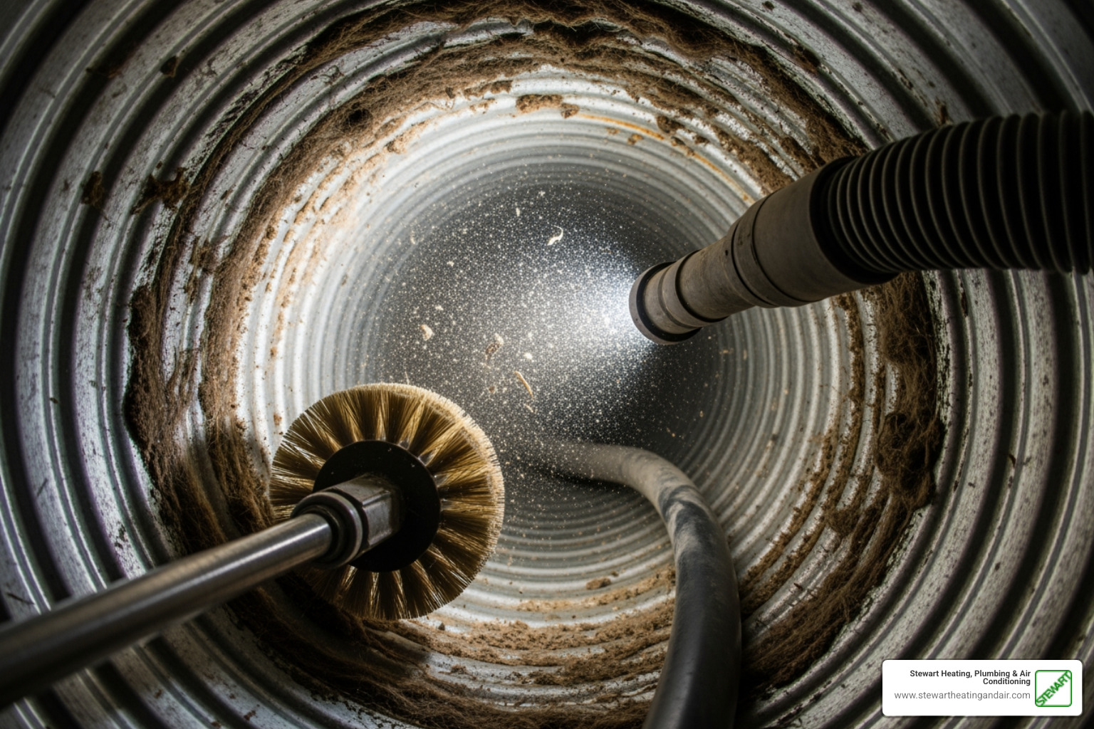 infographic showing how HVAC system circulates air and contaminants through home ductwork, with arrows indicating airflow from return vents through ducts to supply vents, highlighting dust and particle accumulation in duct interiors - duct cleaning in concord, ca infographic showing how HVAC system circulates air and contaminants through home ductwork, with arrows indicating airflow from return vents through ducts to supply vents, highlighting dust and particle accumulation in duct interiors - duct cleaning in concord, ca