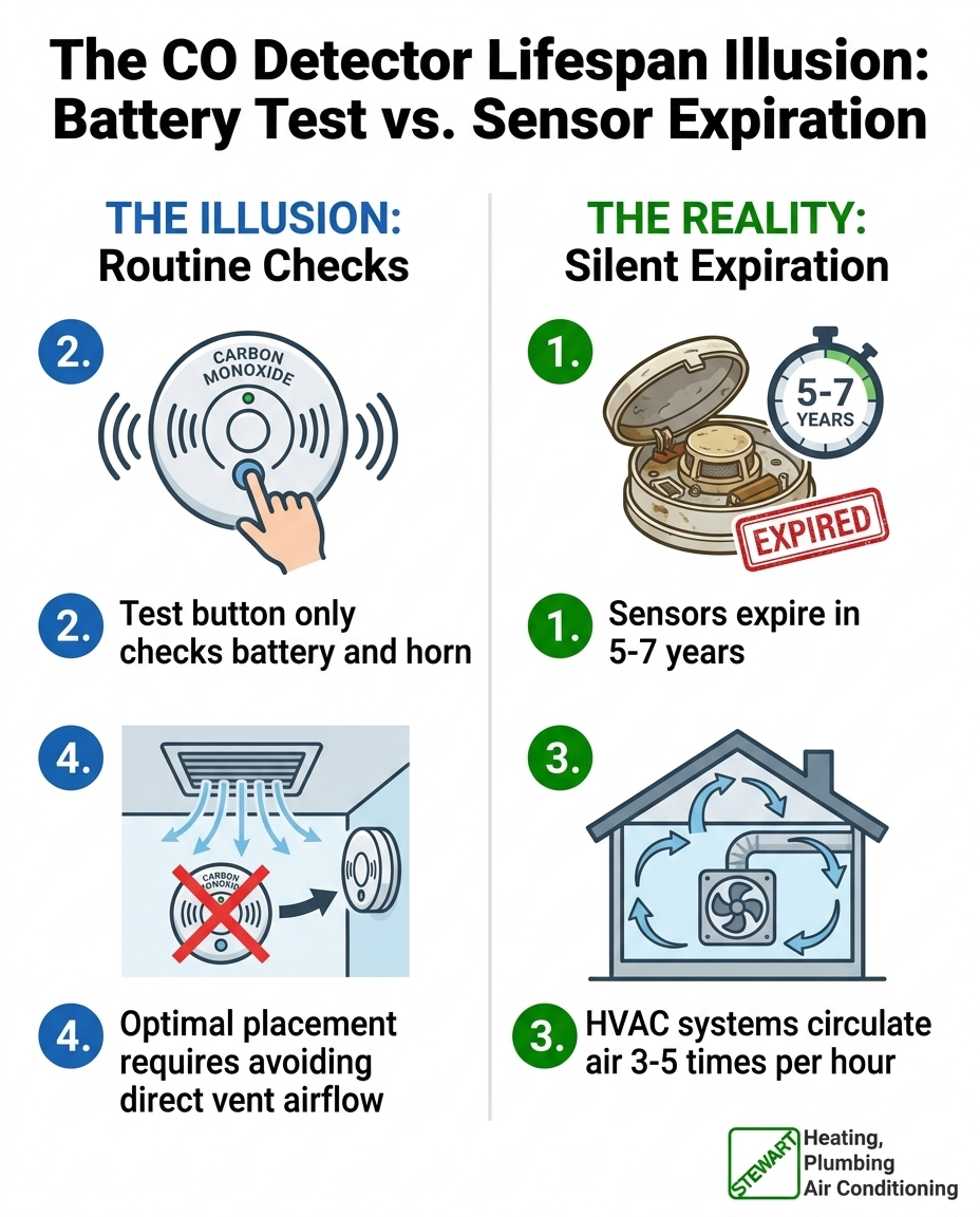 The CO Detector Lifespan Illusion: Battery Test vs. Sensor Expiration