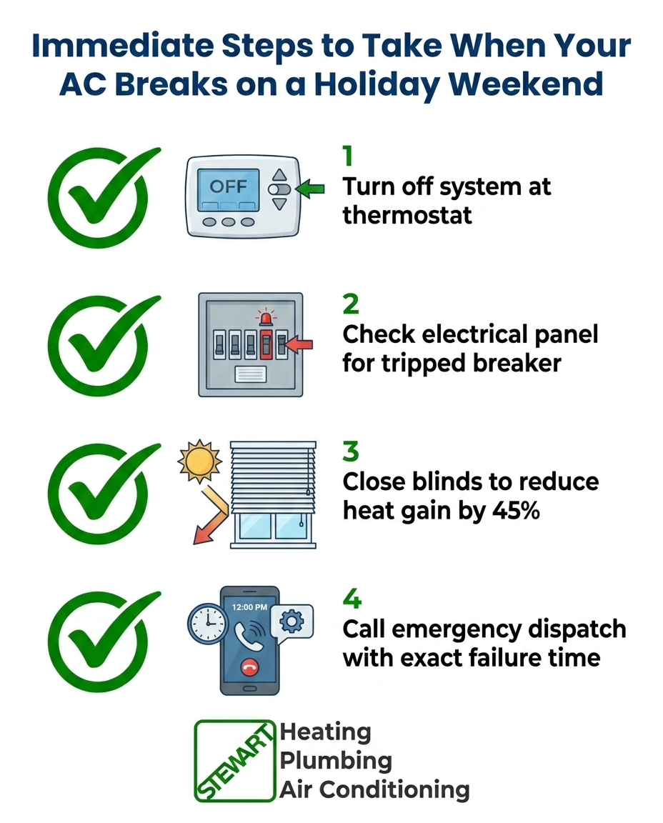 Immediate Steps to Take When Your AC Breaks on a Holiday Weekend
