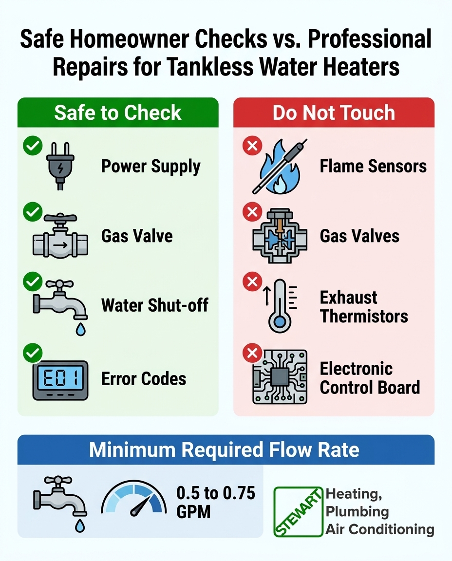 Safe Homeowner Checks vs. Professional Repairs for Tankless Water Heaters