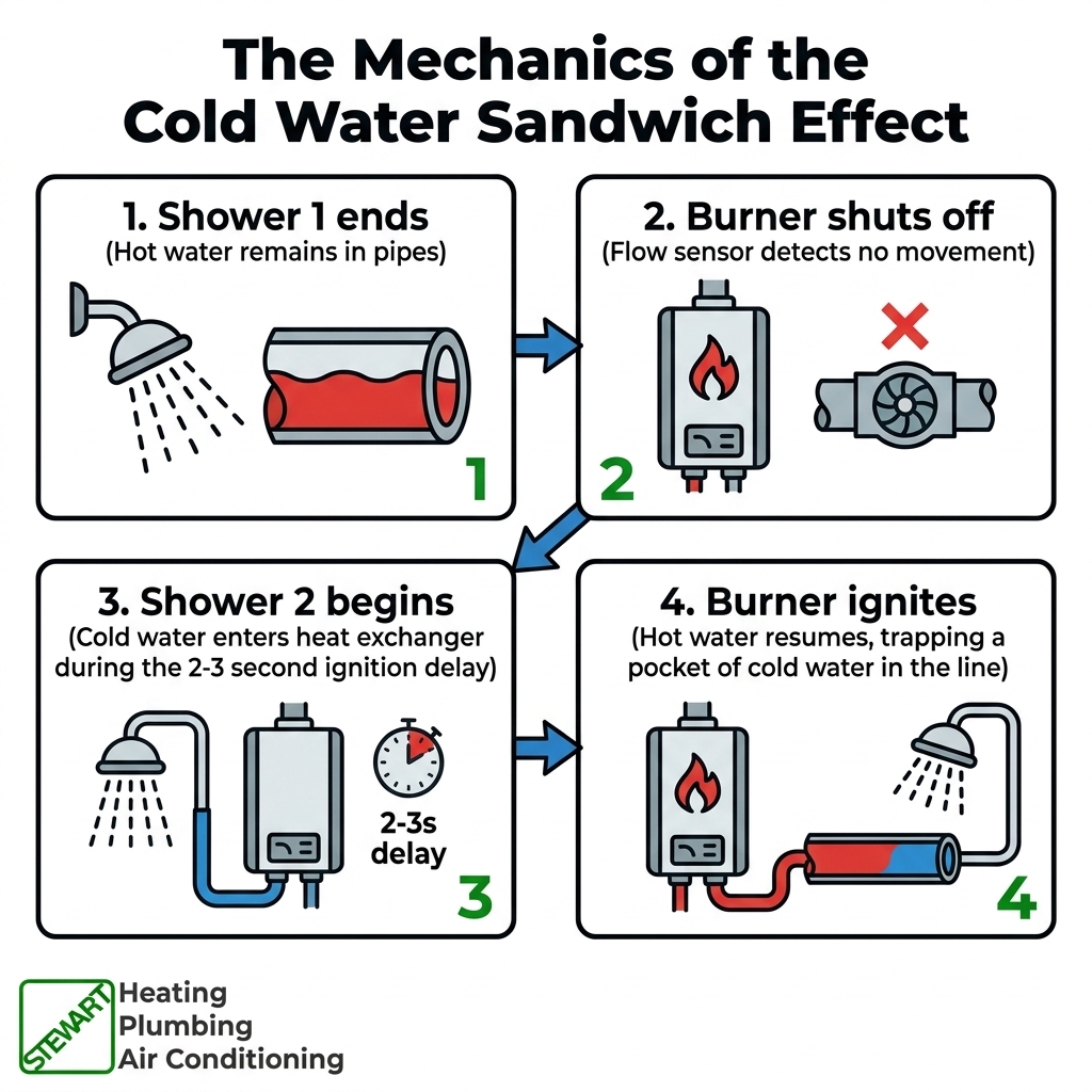 The Mechanics of the Cold Water Sandwich Effect