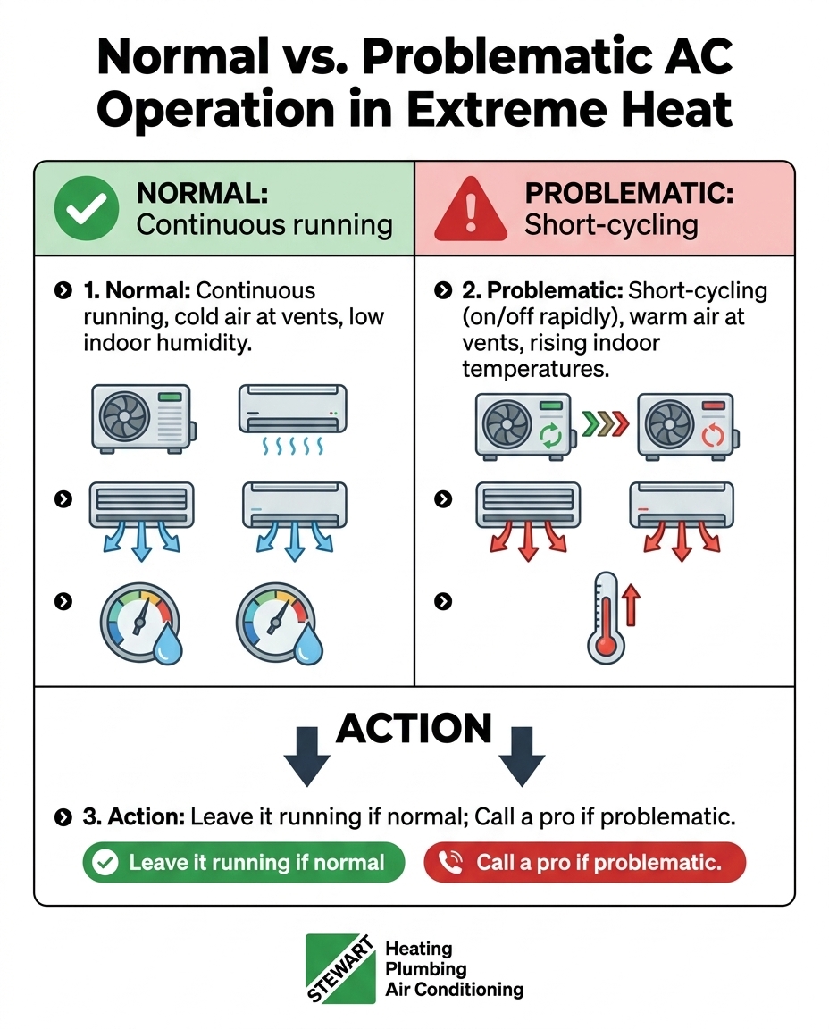 Normal vs. Problematic AC Operation in Extreme Heat
