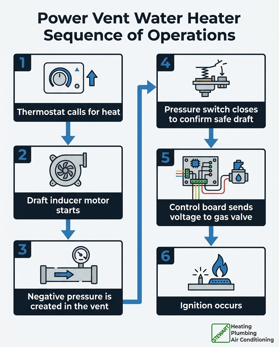 Power Vent Water Heater Sequence of Operations
