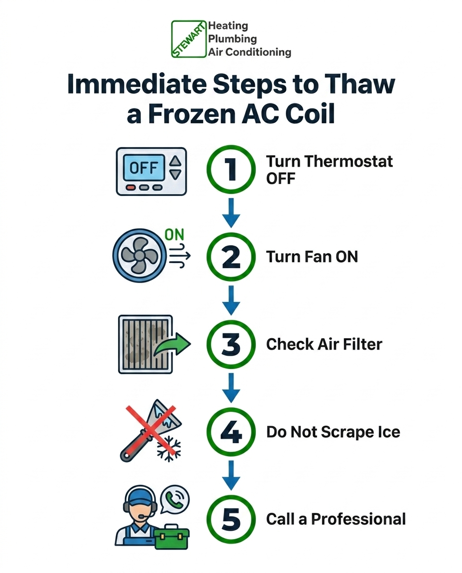 Immediate Steps to Thaw a Frozen AC Coil