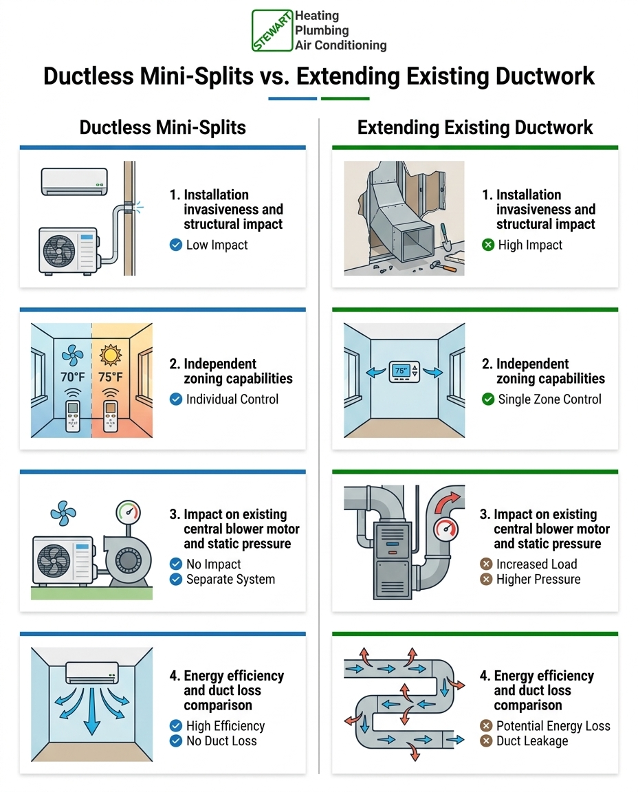 Ductless Mini-Splits vs. Extending Existing Ductwork
