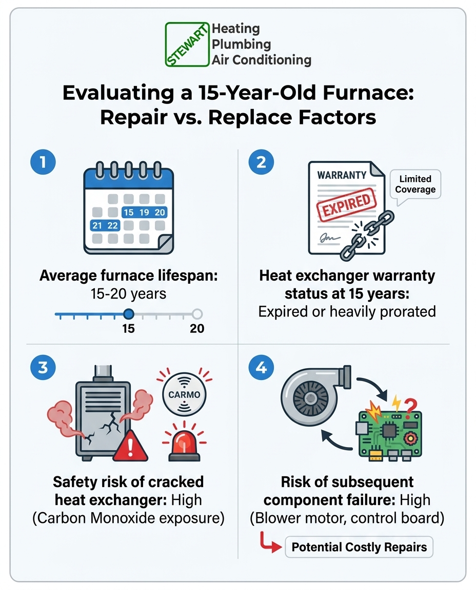 Evaluating a 15-Year-Old Furnace: Repair vs. Replace Factors