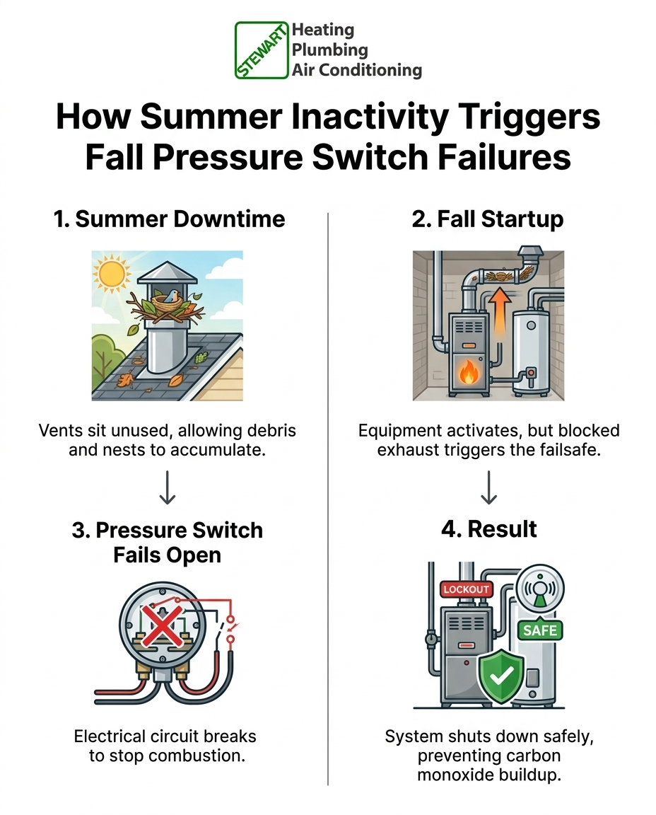How Summer Inactivity Triggers Fall Pressure Switch Failures